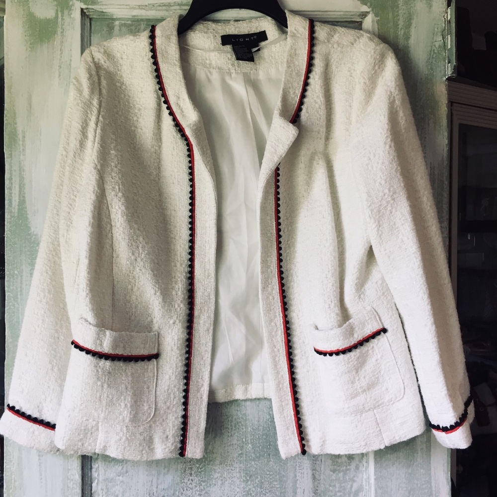 Light white tweed blazer women blazer M